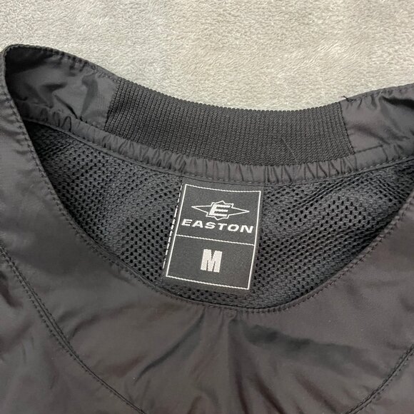 Easton Baseball Wind Jacket Rain Pullover Black Medium Long Sleeve Vented - Picture 2 of 7